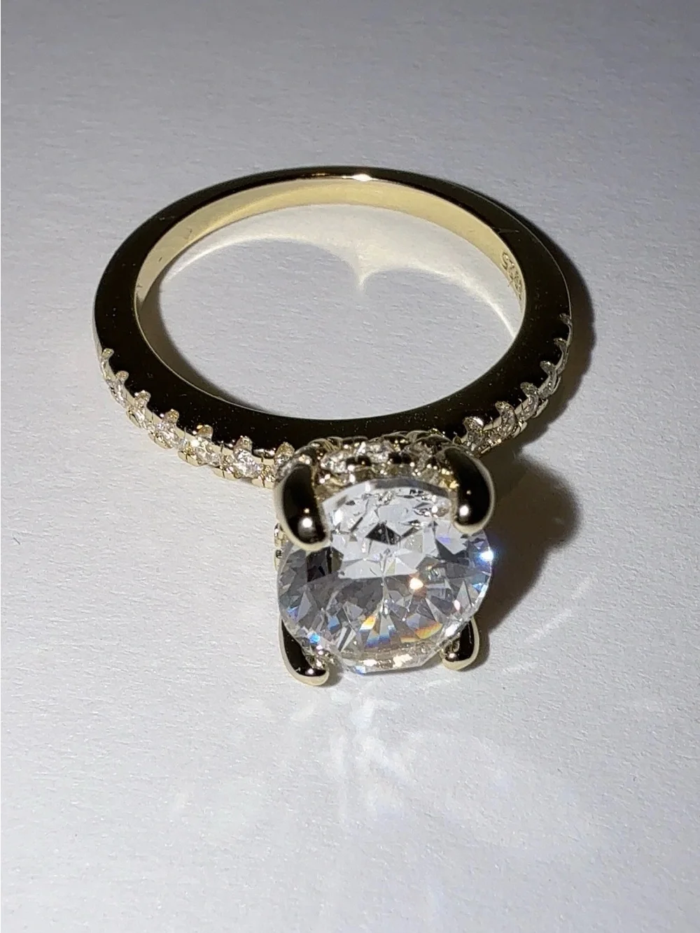 925 Sterling Silver 14Gold Plated Solitaire Halo Engagement CZ Ring -Jewelry-7